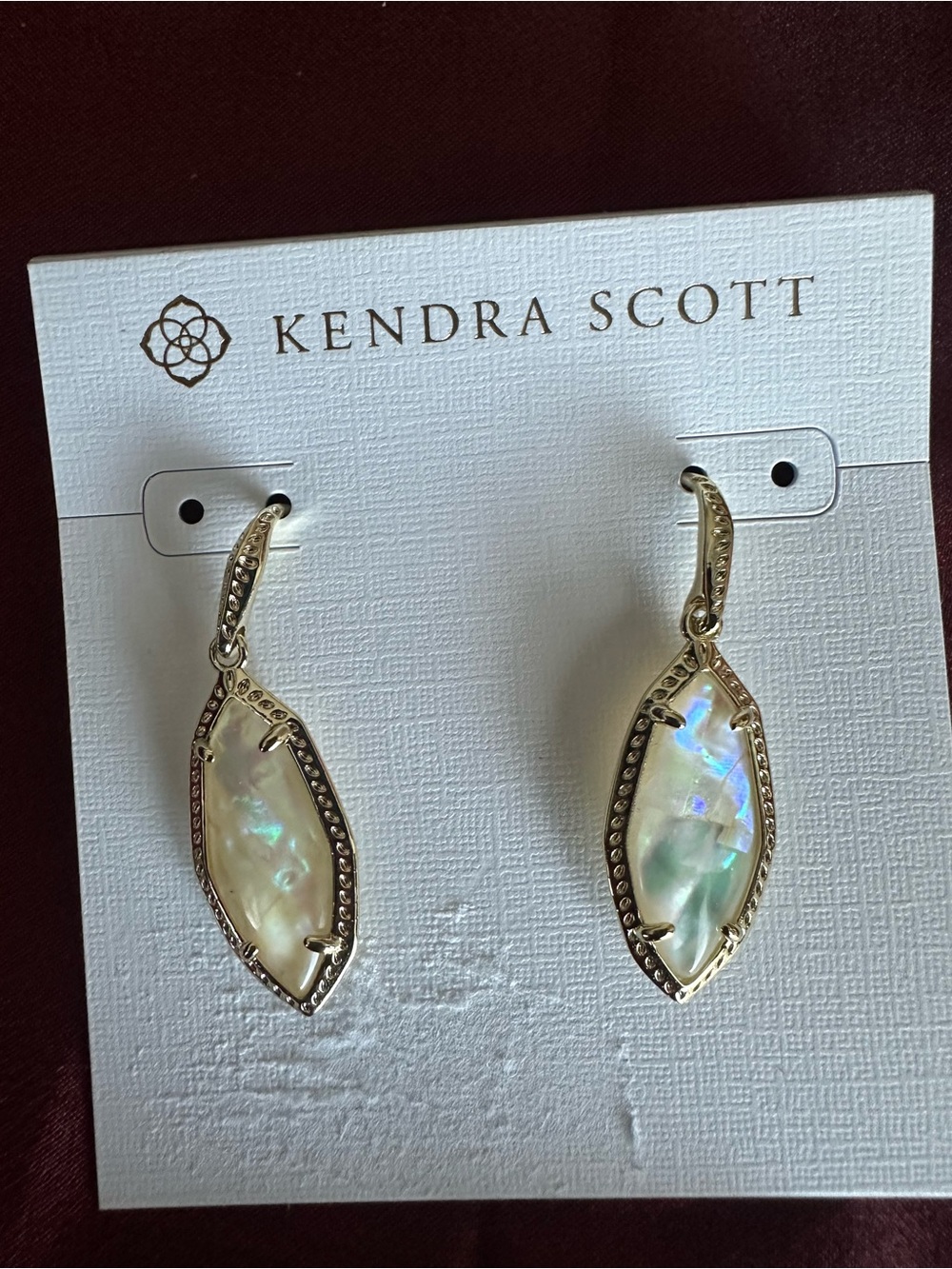 NWT! Kendra Scott Ophelia 14k Gold-Plated, Iridescent Abalone Drop Earrings.